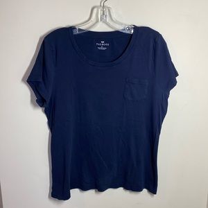 Women’s Talbots Navy Blue Short Sleeve Tee T Shirt with Pocket Size XL GUC